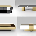 Modern Coffee Table Designs With Brass Base And Black White Brown Tabletops 3d model