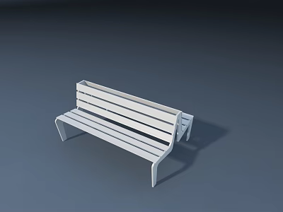 White Wooden Slat Outdoor Bench With Simple Modern Design For Garden Use 3d model