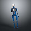 Blue Mechanical Robot Character Design With White Head And Articulated Joints