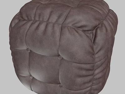 Plush Dark Gray Tufted Ottoman with Soft Leather Upholstery and Modern Design 3d model