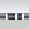 Modern Entrance Gate Design With Double Doors Greenery And Pillars For House Exterior