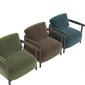 Modern Brown Velvet Single Sofa With Wooden Arms And Sturdy Legs Design