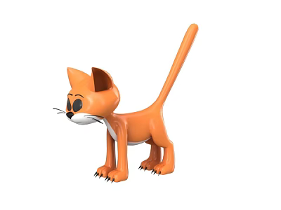 Orange Reptile Toy Figure With Long Tail Pointed Ears And Black Claws 3d model