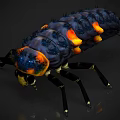 Colorful Reptile With Blue And Orange Markings On Black Spiky Body And Legs