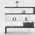 Modern Bookshelf Design With Pink Flower Vase Letter Decor LOVE Letters And Books