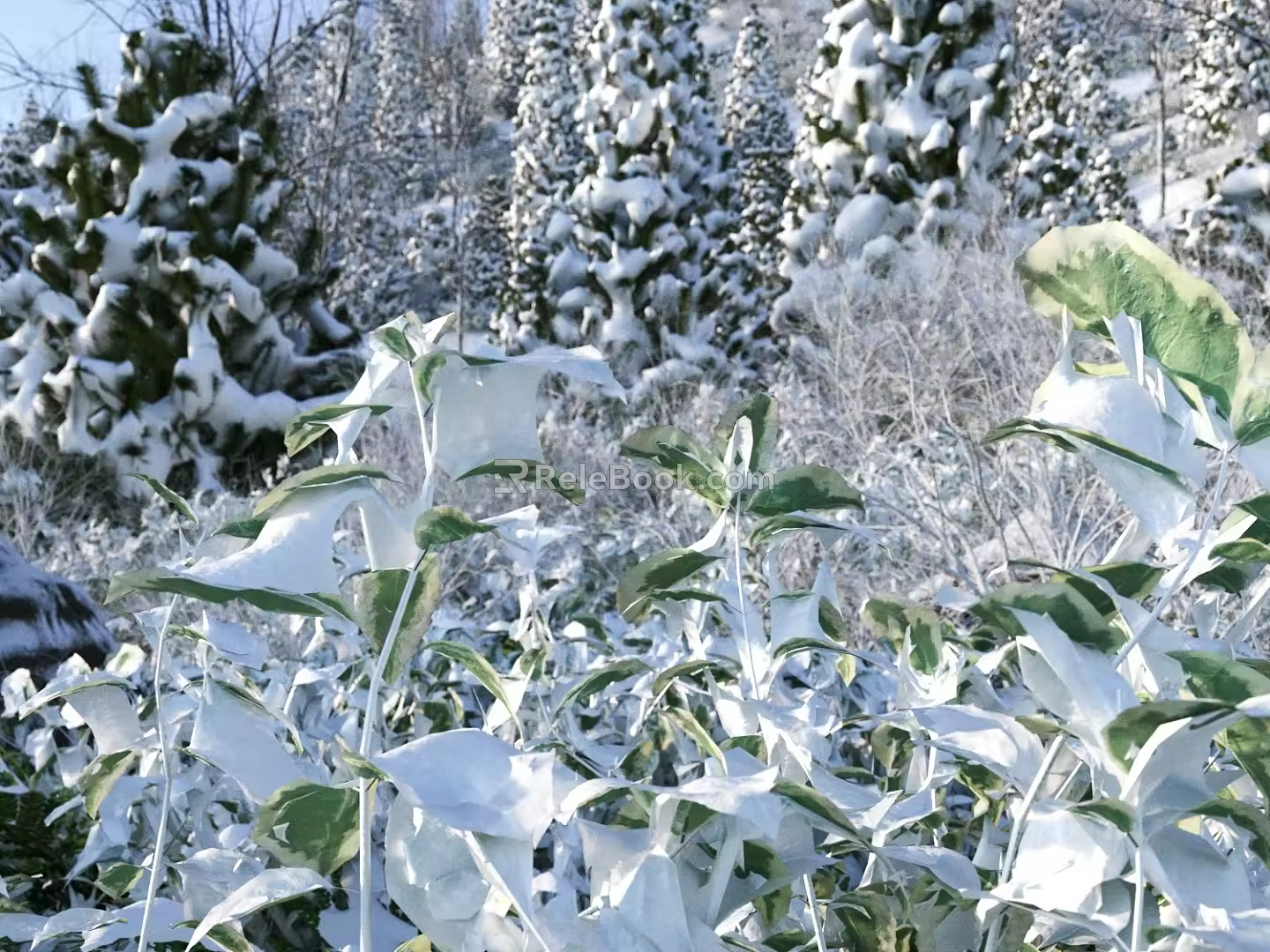 Modern Snow Scene Snow Scene Water Surface 3d model