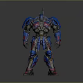 Blue And Red Mechanical Robot With Detailed Armor And 3D Design