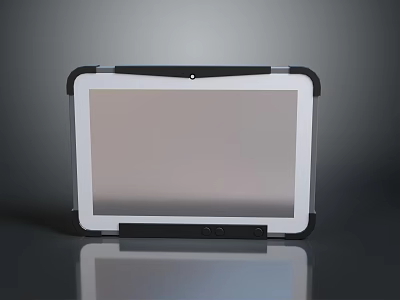 Rugged Industrial Tablet With Black Frame White Screen And Durable Stand Design 3d model