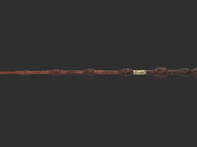 Handcrafted Wooden Staff Weapon With Intricate Carved Patterns And White Middle Label 3d model