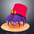 Purple Crab Wearing Red Knitted Hat With Yellow And Red Eyes On Orange Platform