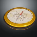 Decorative Ornament Set With Golden Frame Compass And Map Background Design 3d model