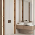 Modern Bathroom Vanity Design With Wooden Cabinet Marble Countertop And Mirror