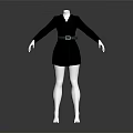Elegant Black Leather Dress with Belt on White Mannequin