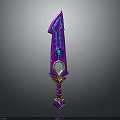 Fantasy Sword Design With Purple Blue Blade Glowing Gem And Intricate Hilt