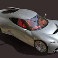 Silver Sports Car With Sleek Aerodynamic Design Transparent Roof And Red Leather Seats