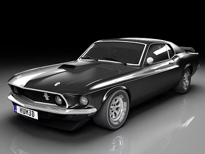 Black Classic Two Door Sports Car With Silver Wheels And Shiny Exterior 3d model