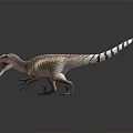 Realistic Dinosaur Model With Open Mouth Striped Skin Standing Pose