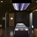 Modern SPA Sauna Room With Waterfall Feature Massage Bed And Ambient Lighting
