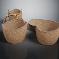 Woven Storage Baskets in Assorted Sizes with Handles for Home Organization 3d model