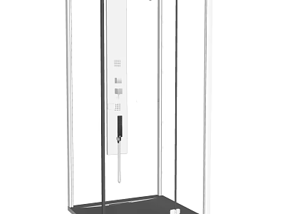 Modern Steam Shower Enclosure With Clear Glass And Control Panel Base 3d model
