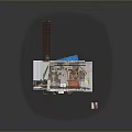 3D Architectural Structure Model With Blue Base And Multi Level Components