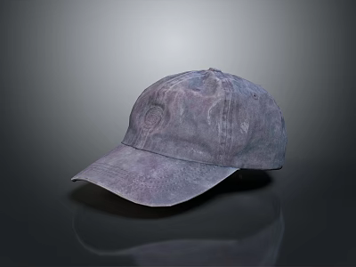 Purple Textured Cotton Baseball Cap With Curved Brim And Minimalist Design 3d model