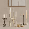 Modern Minimalist Candle Holders With Multiple Branches Varying Heights And Metallic Tones