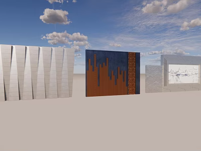 Modern Feature Walls With Striped White Dark Orange Vertical And Gray Graphic Designs 3d model