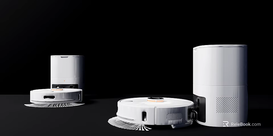 Smart Machines Robotic Vacuum Cleaners With Modern White Design For Home Cleaning 3d model 