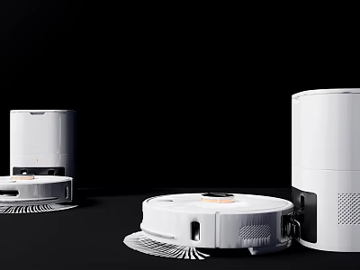 Smart Machines Robotic Vacuum Cleaners With Modern White Design For Home Cleaning 3d model