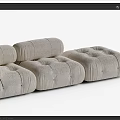Modern Beige Fabric Sectional Sofa with Tufted Cushions Modular Living Room Design