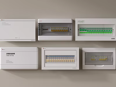 Modern Electrical Switch Panels With Various Designs And Functional Interfaces 3d model
