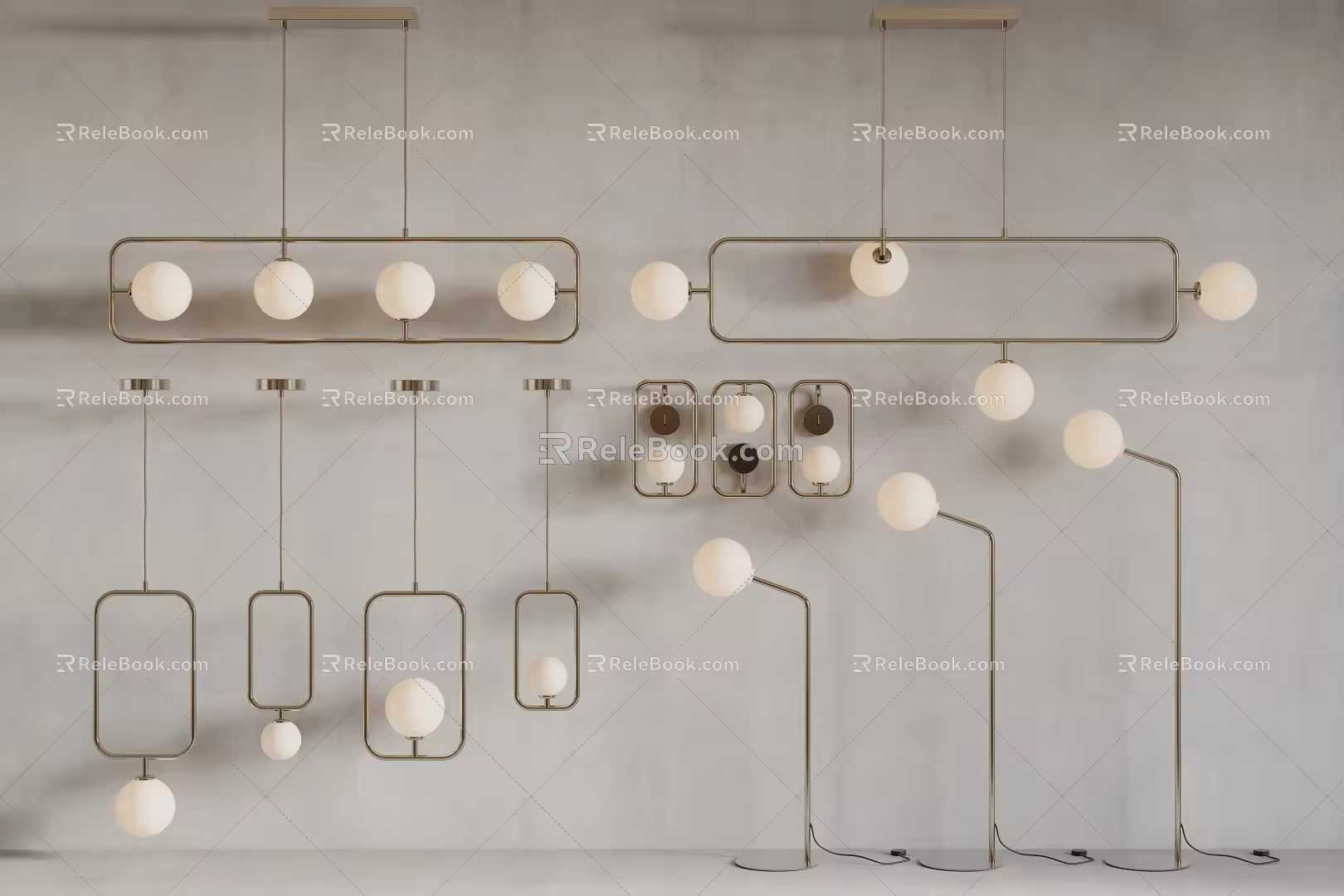 Modern combination lamp chandelier floor lamp table lamp 3d model