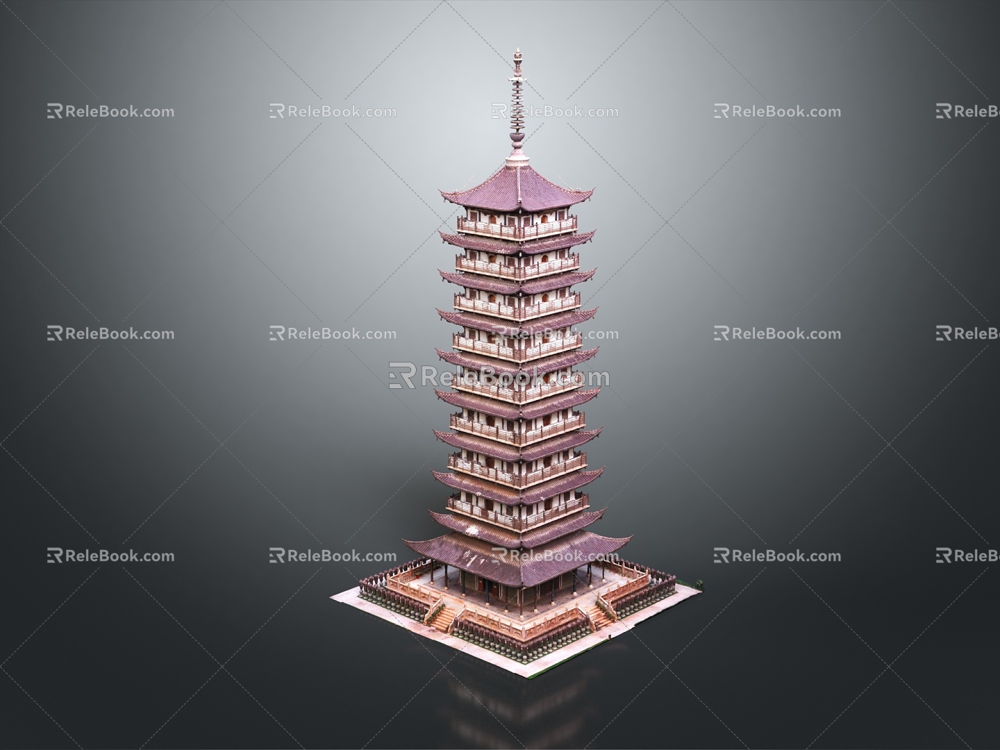 Chinese-style tower, pavilion, pavilion, high tower, ancient building 3d model