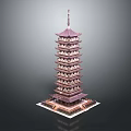 Traditional Chinese Multi layered Tower Featuring Eaves And Square Base Structure 3d model
