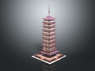 Chinese-style tower, pavilion, pavilion, high tower, ancient building 3d model