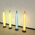 Colorful Decorative Floor Lamps With Tapered Design And Black Bases For Interior