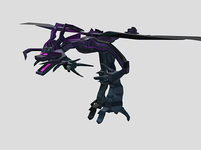 Game Movie Character Purple Black Mechanical Dragon With Sharp Structures And Glowing Eyes 3d model