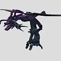 Game Movie Character Purple Black Mechanical Dragon With Sharp Structures And Glowing Eyes