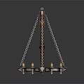Vintage Wooden Chandelier Lighting Combination With Decorative Chains And Glass Bulbs
