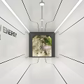 New Energy Exhibition Area With Modern White Interior Geometric Lines And Green Landscape Window