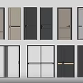 Various Modern Hinged Doors With Different Colors And Glass Panel Designs 3d model