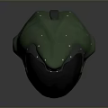 Green Military Weapon Helmet With Black Visor And Tactical Design Features