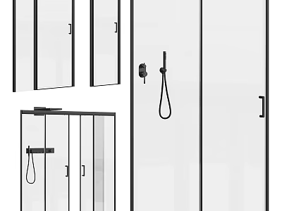 Modern Shower Head System With Handheld Sprayer And Glass Partition Design 3d model