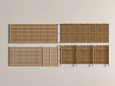 Bamboo Railings With Various Grid And Slatted Designs For Decorative Use 3d model