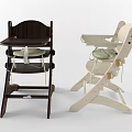 Stylish Wooden Children's High Chair With Two Tone Dark Brown And Beige Design