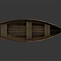 Vintage Wooden Boat With Classic Design And Wooden Seats On Dark Background