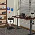 Modern Wooden Conference Table With Metal Frame And Rectangular Top For Office Meetings