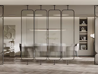 Modern screen partition glass partition 3d model