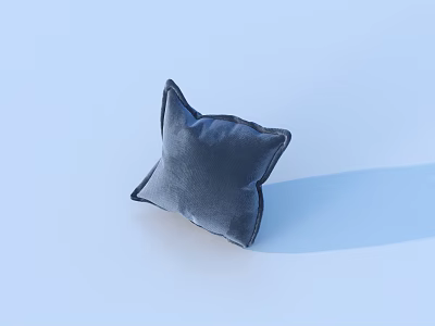 Navy Blue Cat Ear Shaped Velvet Pillow on Light Blue Background 3d model